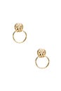 view 1 of 3 Lion Head Doorknocker Earrings in Gold & Crystal