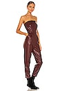 view 2 of 4 Vegan Leather Strapless Jumpsuit in Bordo