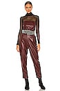 view 4 of 4 Vegan Leather Strapless Jumpsuit in Bordo