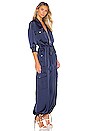 view 3 of 4 Satin Convertible Cargo Jumpsuit in Navy