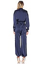 view 4 of 4 Satin Convertible Cargo Jumpsuit in Navy