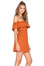view 2 of 4 Ruffle Off Shoulder Dress in Cinnamon Stick