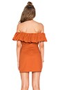view 3 of 4 Ruffle Off Shoulder Dress in Cinnamon Stick