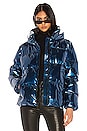 view 1 of 5 Metallic Puffer Jacket in Blue