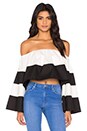 view 1 of 4 Off Shoulder Ruffle Top in Bright White & Black