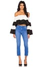 view 4 of 4 Off Shoulder Ruffle Top in Bright White & Black