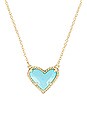 view 2 of 2 Ari Heart Short Pendant Necklace in Gold Light Blue Magnesite
