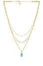 view 1 of 2 Elisa Triple Strand Necklace in Gold & Light Blue