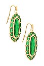 view 2 of 3 Crystal Frame Drop Earrings in Gold & Kelly Green Illusion