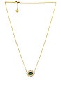 view 1 of 2 Grayson Sunburst Frame Short Pendant Necklace in Green Glass