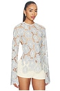 view 3 of 5 Floral Longsleeve Top in Sky Blue
