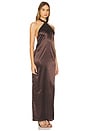 view 2 of 3 Satin Halter Maxi Dress in Brown