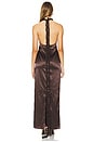 view 3 of 3 Satin Halter Maxi Dress in Brown