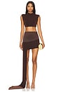 view 5 of 6 Asymmetric Mini Skirt in Brown