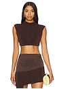 view 1 of 5 Backless Cropped Tee in Brown