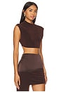 view 2 of 5 Backless Cropped Tee in Brown