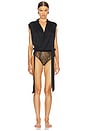 view 2 of 5 Crossover Sleeveless Bodysuit in Black