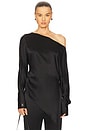 view 1 of 6 Off Shoulder Monogram Silk Top in Black