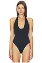 view 2 of 5 Echauffe Halter Bodysuit in Black