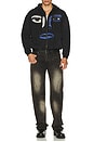 view 4 of 4 Patchwork Face Heavyweight Zip Up Hoodie in Black