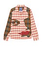 view 1 of 4 Patchwork Face Flannel Shirt in Red