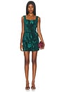 view 1 of 4 ROBE ADORA CRUSHED VELVET MINI  in Emerald