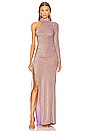 view 1 of 5 One Sleeve Glitter Gown in Gold