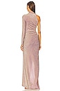 view 4 of 5 One Sleeve Glitter Gown in Gold