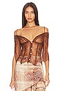 view 1 of 4 Lace Off Shoulder Top in Brown
