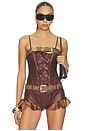 view 1 of 4 Frontier Lace-up Corset Top in Brown