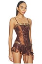 view 2 of 4 Frontier Lace-up Corset Top in Brown