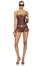 view 4 of 4 Frontier Lace-up Corset Top in Brown