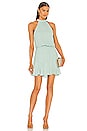 view 1 of 3 Asymmetrical Flare Halter Mini Dress in Beachglass