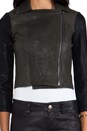 view 5 of 5 Coated Shrunken Moto Jacket in Olive & Black