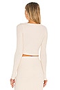 view 4 of 4 Crop Surplice Wrap Blouse in Oatmeal