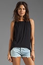 view 1 of 3 Shirred Halter Tank in Black
