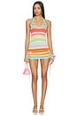 view 1 of 3 Drawstring Halter Knit Dress in Sunset Strip