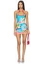 view 1 of 5 Beaded Halter Mini Dress in Mermaid Cove