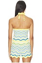 view 3 of 5 TOP DE PUNTO CON DISEÑO DE CHEVRÓN Y CUELLO HALTER LEMON DAZE in Lemon Daze