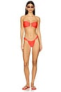 view 4 of 4 Ruched Thong Bikini Bottom in Neon Rose