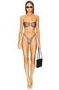 view 4 of 5 Retro Y Thong Bikini Bottom in Kosmic Kat