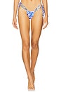 view 1 of 4 Tie Ruched Thong Bikini Bottom in Ocean Colada