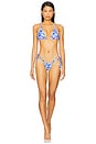 view 4 of 4 Tie Ruched Thong Bikini Bottom in Ocean Colada