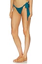 view 2 of 4 Soft Tie Ruched Thong Bikini Bottom in Laguna Haze