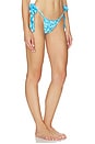 view 2 of 4 Lettuce Tie Ruched Thong Bikini Bottom in Ocean Paradise