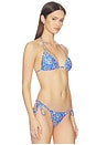 view 2 of 4 Padded Bind Triangle Bikini Top in Electric Bloom
