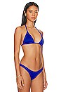 view 2 of 4 Slide Triangle Bikini Top in Ocean Blue Ribbed
