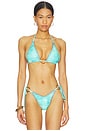 view 1 of 5 Lace Stitch Ring Halter Bikini Top in Summer Seas