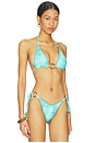 view 2 of 5 Lace Stitch Ring Halter Bikini Top in Summer Seas