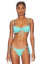 view 1 of 4 Ruched Underwire Bikini Top in Aqua Ribbed